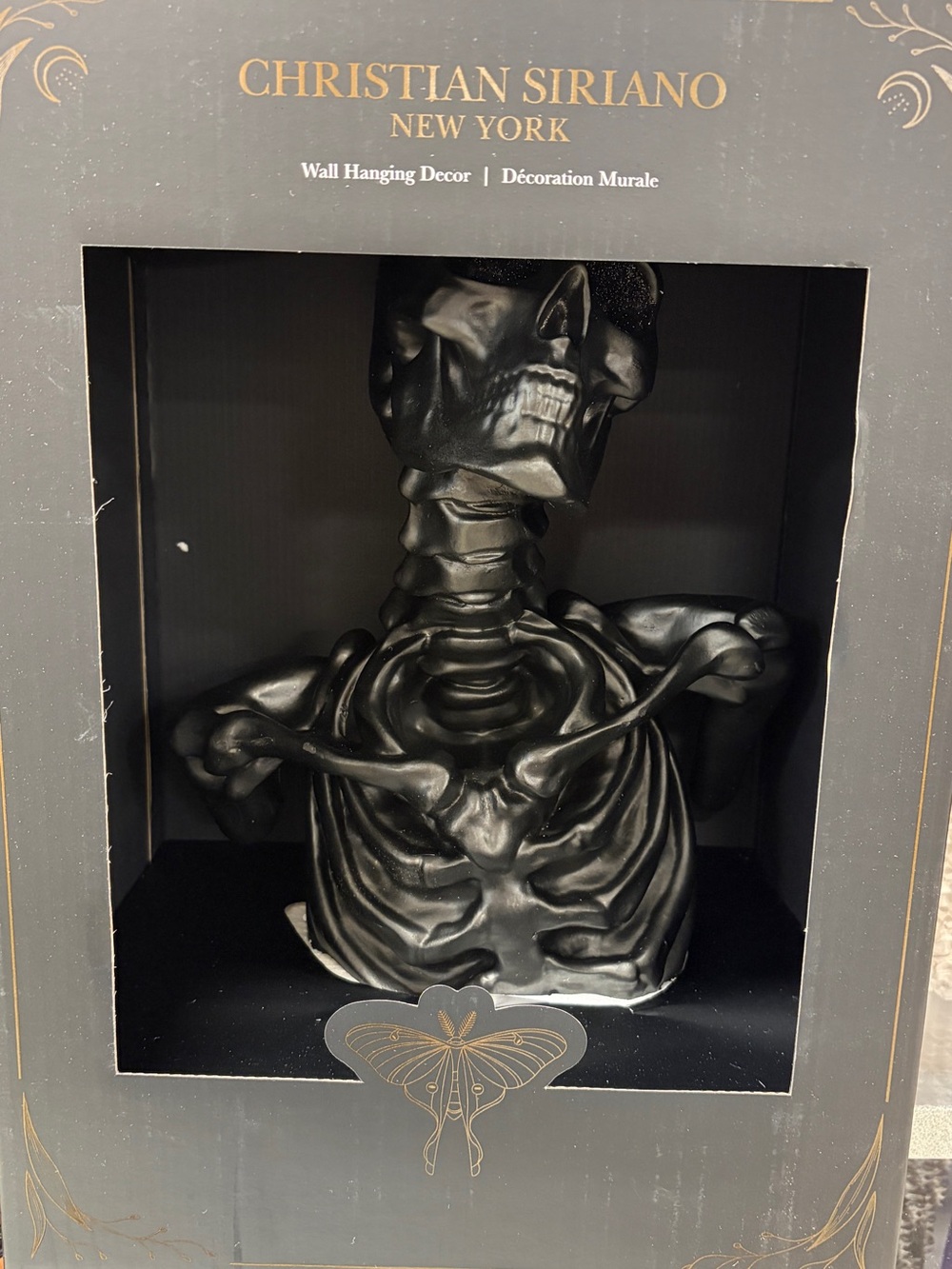 Christian Siriano Black Sculpted Skeleton Bust Wall Art
